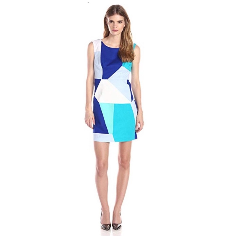 Plenty Tracy Reese Vien Geometric Color Block Dress Preppy Modern Chic Coquette